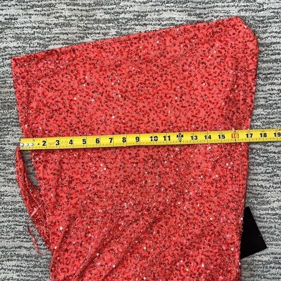 NWT Retrofete Esme Embellished Sequin Draped Mini Dress in Calypso Coral XL - Picture 9 of 13